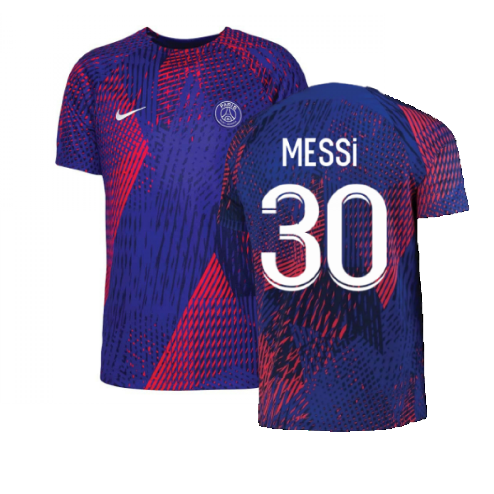 2022-2023 PSG Pre-Match Training Shirt (Blue) - Kids (MESSI 30)