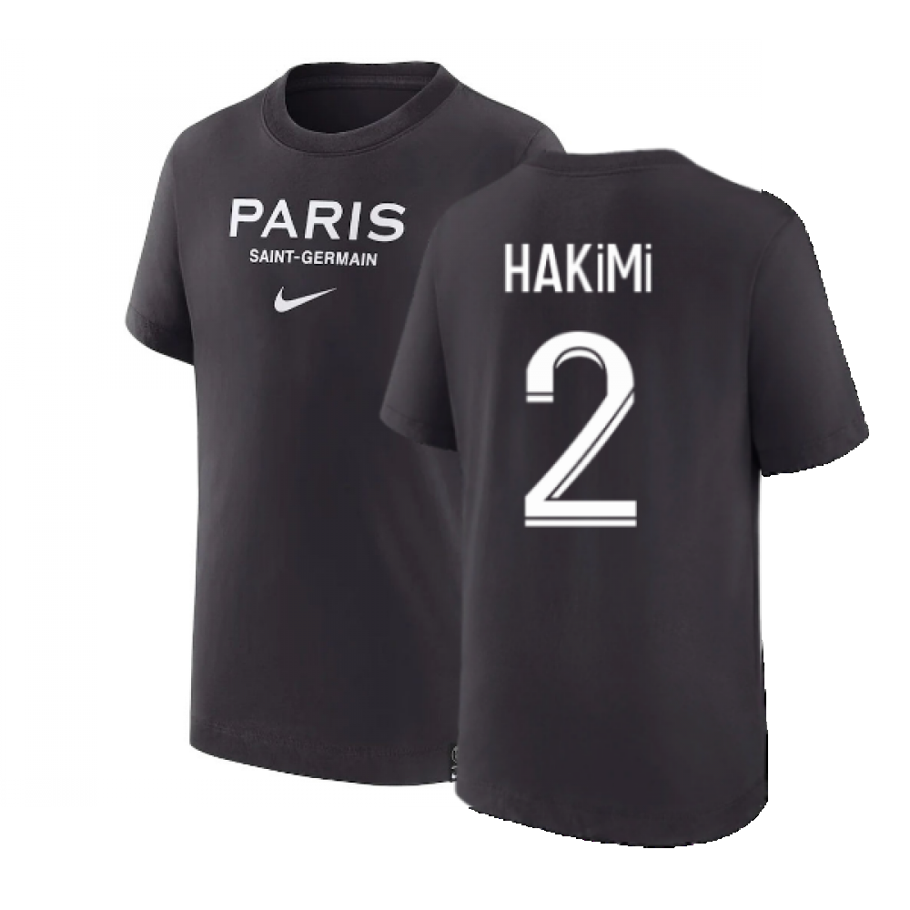 2022-2023 PSG Swoosh T-Shirt (Black) - Kids (HAKIMI 2)