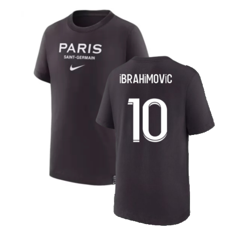 2022-2023 PSG Swoosh Tee Black - Kids (IBRAHIMOVIC 10)