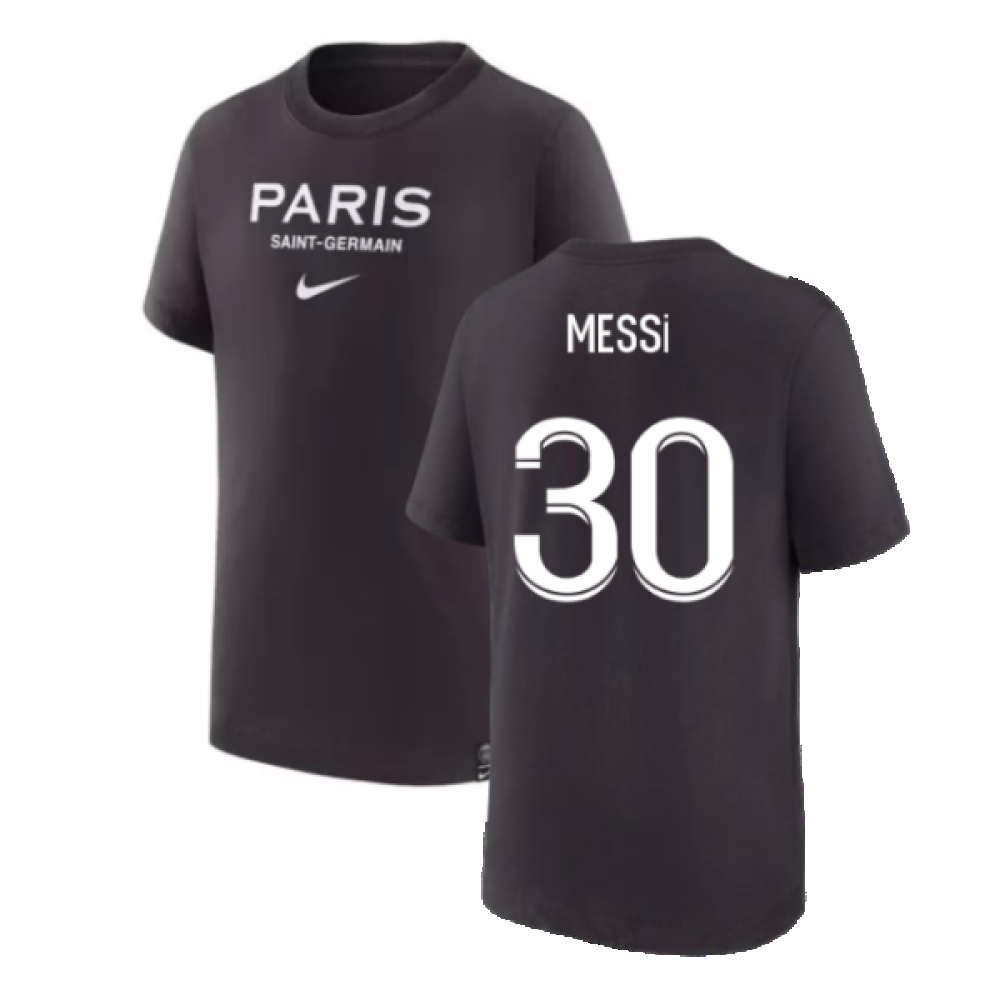 2022-2023 PSG Swoosh Tee Black - Kids (MESSI 30)