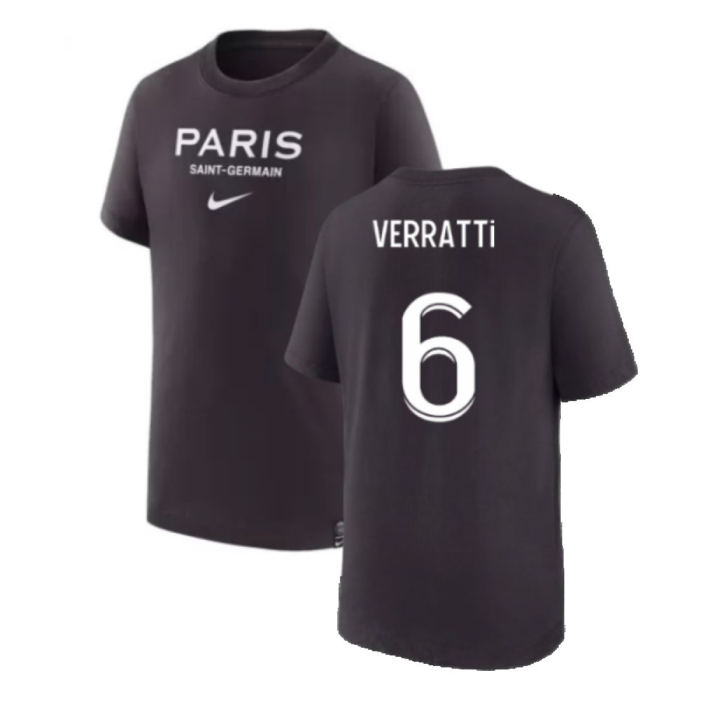 2022-2023 PSG Swoosh Tee Black - Kids (VERRATTI 6)