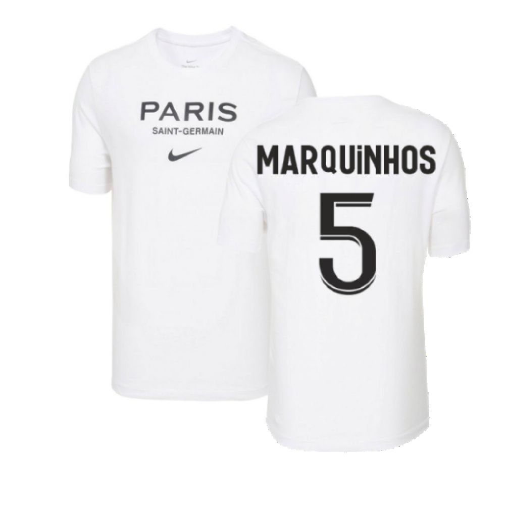 2022-2023 PSG Swoosh Tee (White) (MARQUINHOS 5)