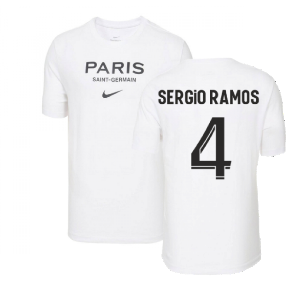 2022-2023 PSG Swoosh Tee (White) (SERGIO RAMOS 4)