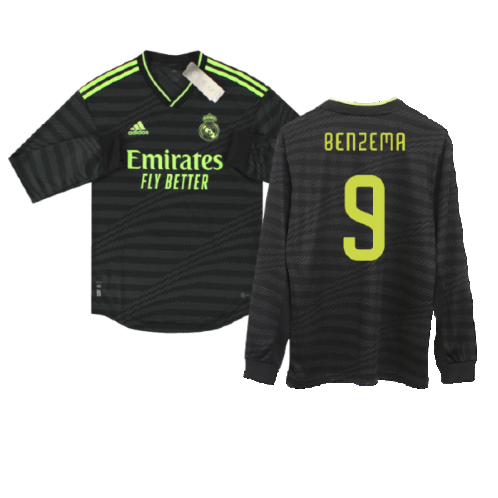 2022-2023 Real Madrid Authentic Long Sleeve Third Shirt (BENZEMA 9)