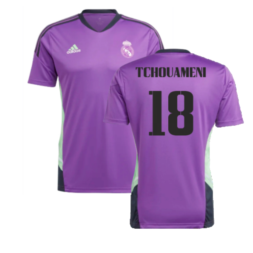 2022-2023 Real Madrid Condivo Training Jersey (Purple) (TCHOUAMENI 18)