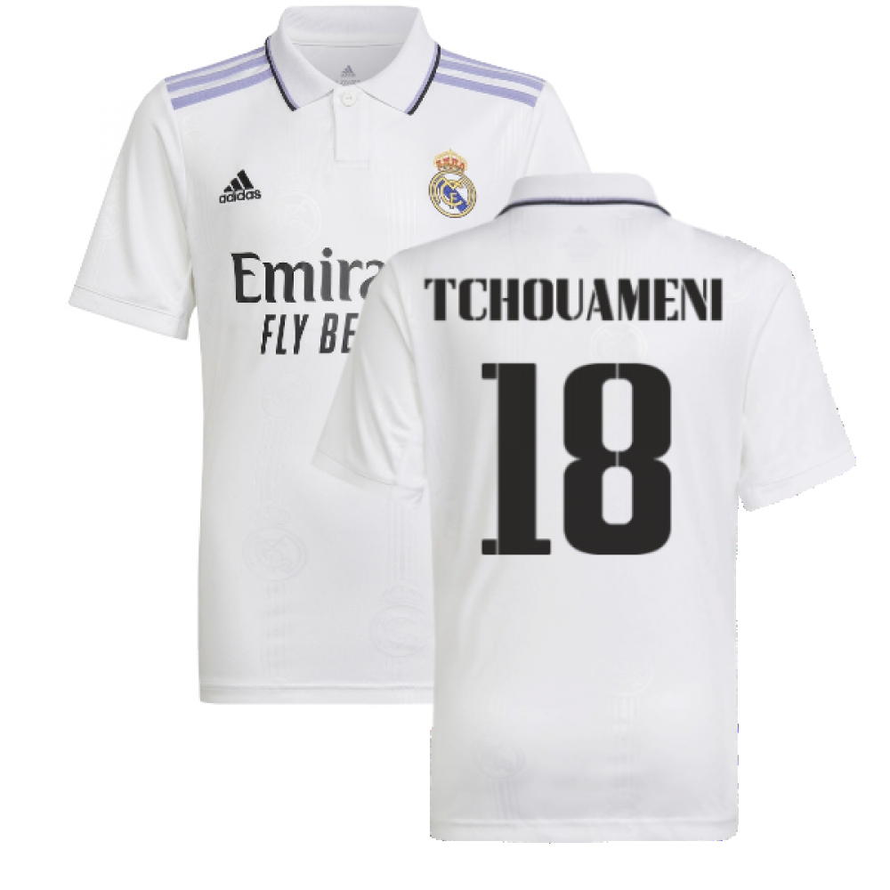 2022-2023 Real Madrid Home Shirt (Kids) (TCHOUAMENI 18)