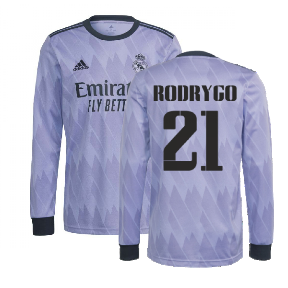 2022-2023 Real Madrid Long Sleeve Away Shirt (RODRYGO 21)