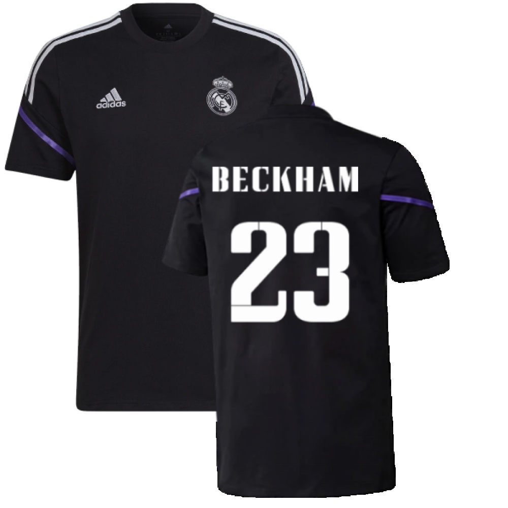 2022-2023 Real Madrid Training Tee (Black) (BECKHAM 23)