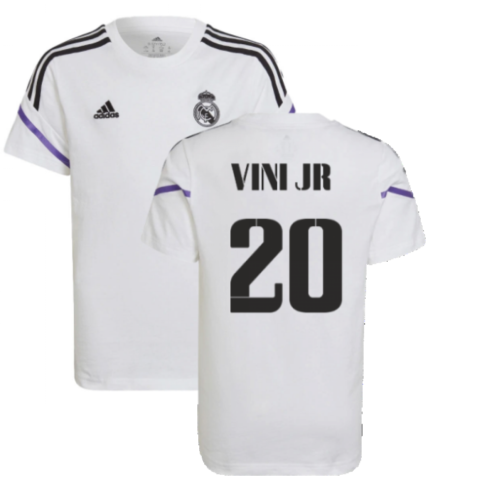 2022-2023 Real Madrid Training Tee (White) - Kids (VINI JR 20)