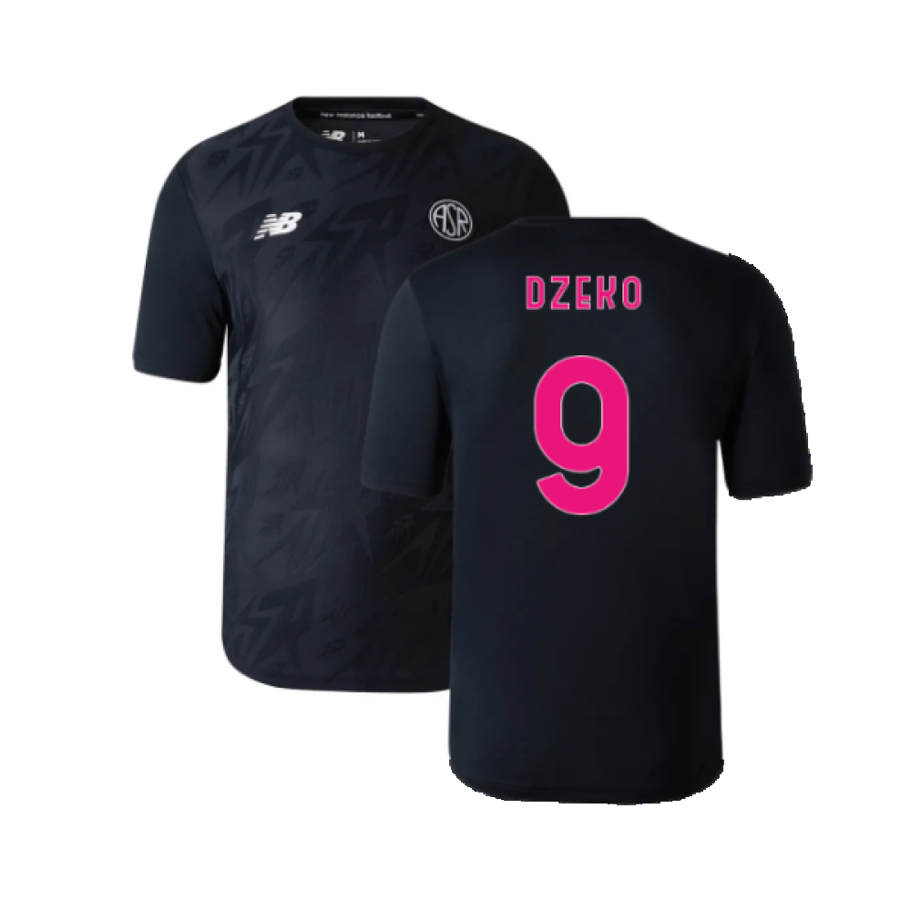 2022-2023 Roma Pre-Game Jersey Third (Black) (DZEKO 9)