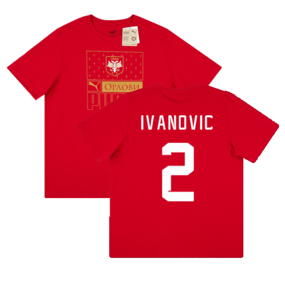 2022-2023 Serbia Ftbl Core Tee (Red) (IVANOVIC 2)