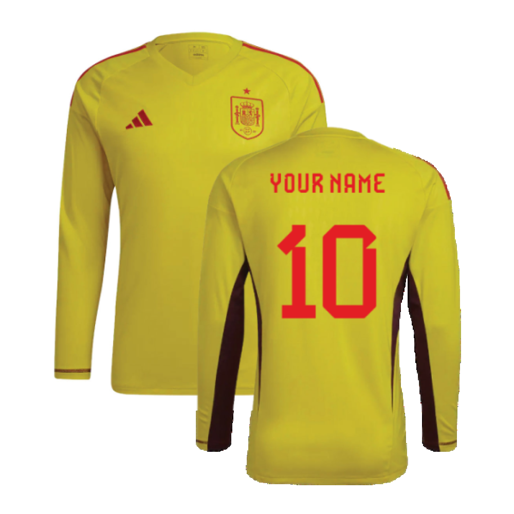 2022-2023 Spain Home Goalkeeper Shirt (Yellow) (Your Name)