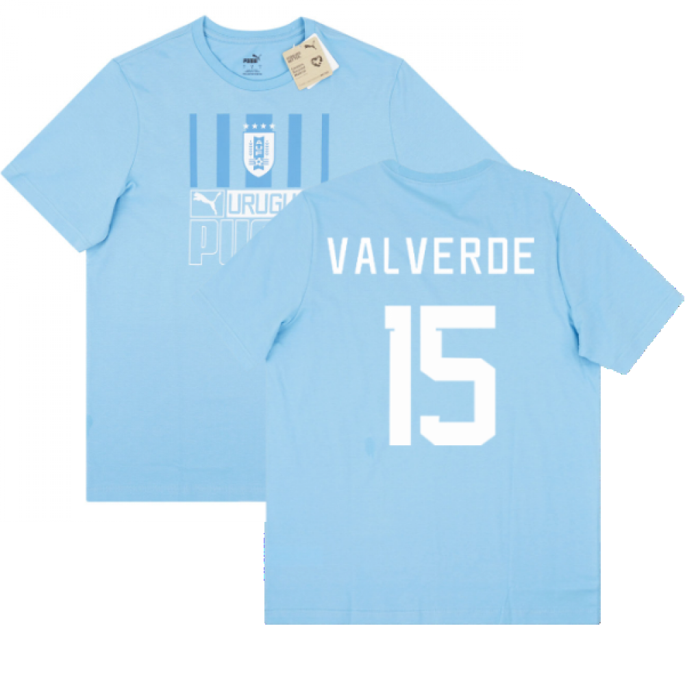 2022-2023 Uruguay FtblCore Tee (Blue) (VALVERDE 15)