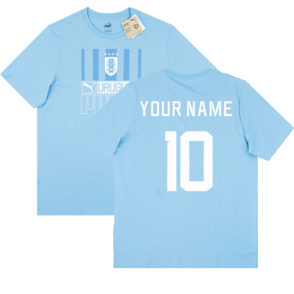 2022-2023 Uruguay FtblCore Tee (Blue) (Your Name)