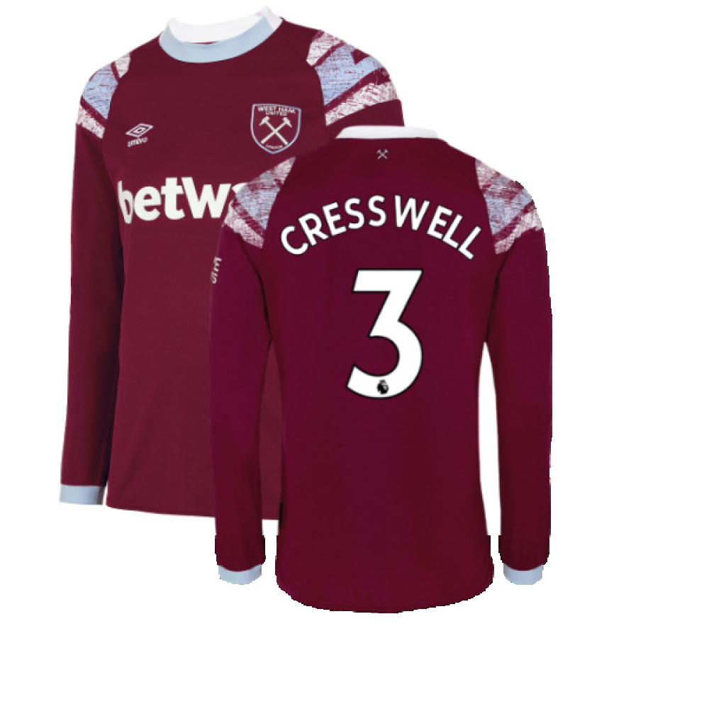 2022-2023 West Ham Long Sleeve Home Shirt (CRESSWELL 3)