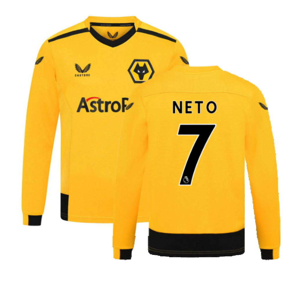 2022-2023 Wolves Long Sleeve Home Shirt (Kids) (NETO 7)