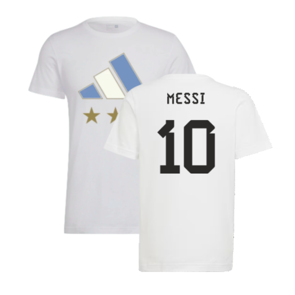 2022 Argentina World Cup Winners Tee (White) (MESSI 10)