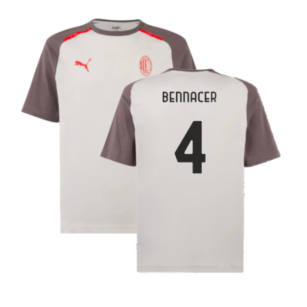 2023-2024 AC Milan Casuals Tee (Light Grey) (Bennacer 4)