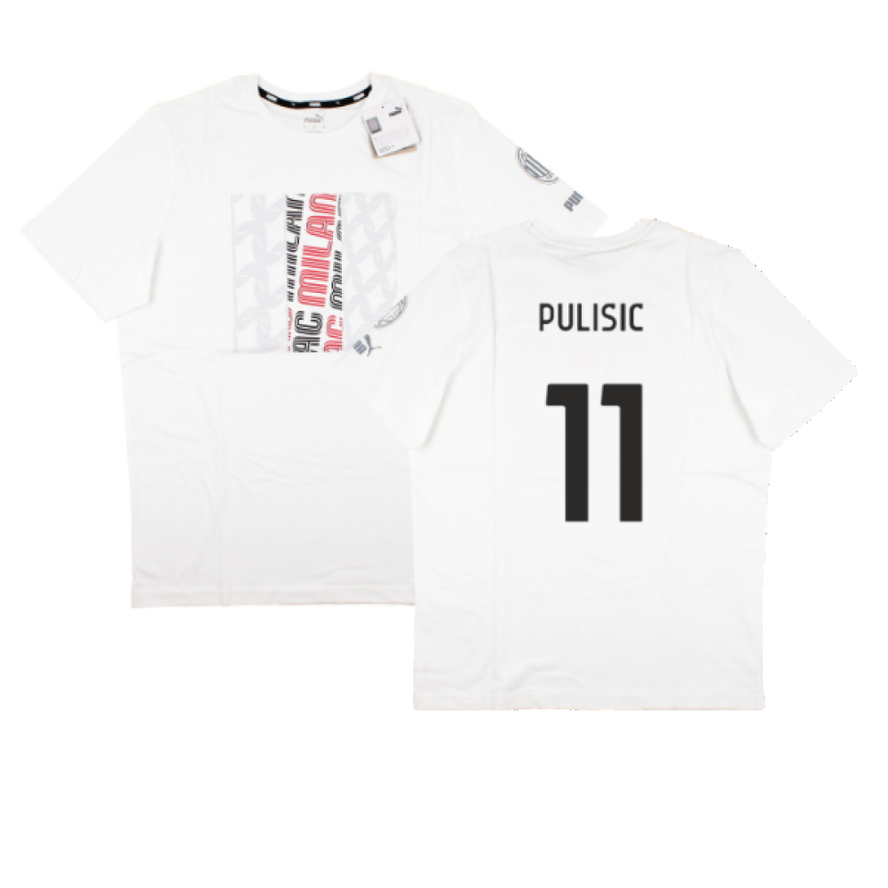 2023-2024 AC Milan FtblCore Graphic Tee (Grey) (Pulisic 11)