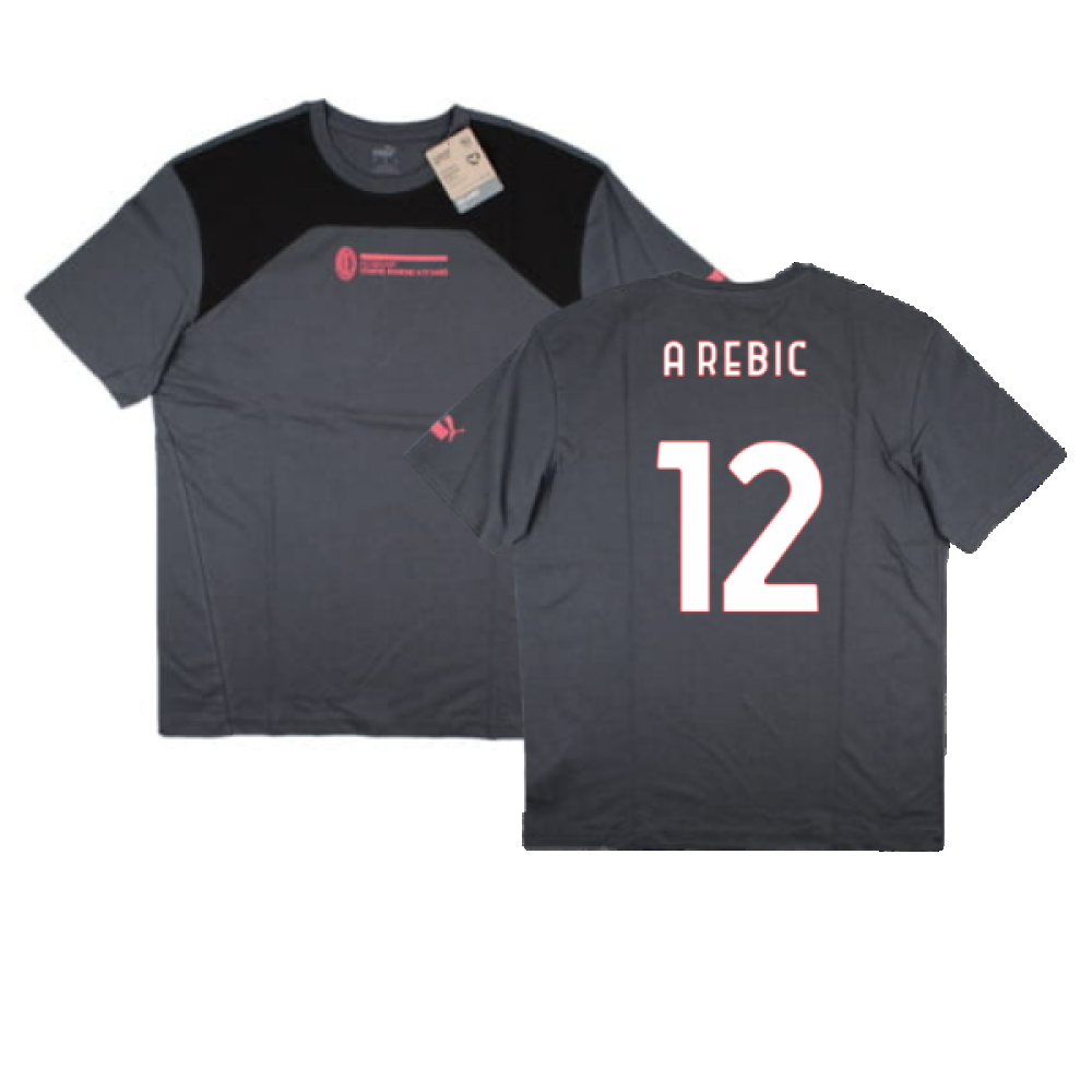 2023-2024 AC Milan FtblCulture Tee (Grey) (A Rebic 12)