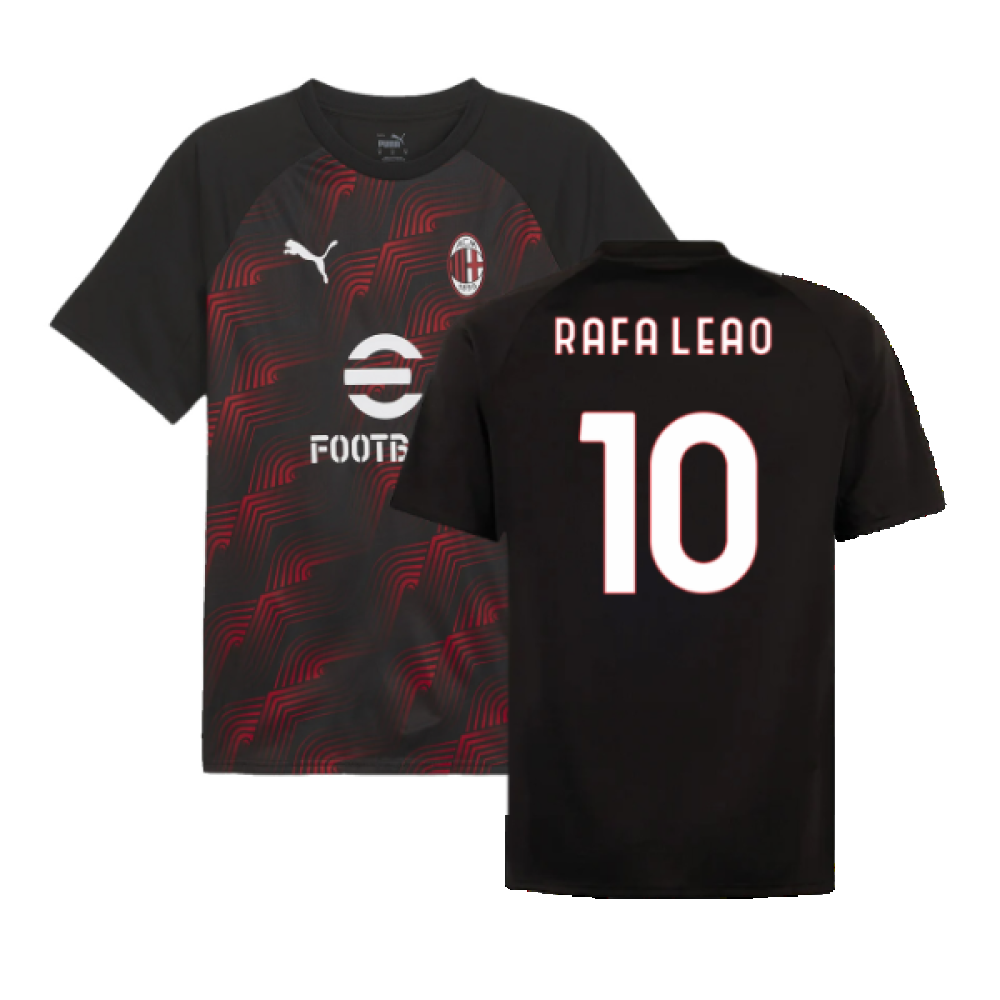 2023-2024 AC Milan Prematch SS Jersey (Black) (Rafa Leao 10)