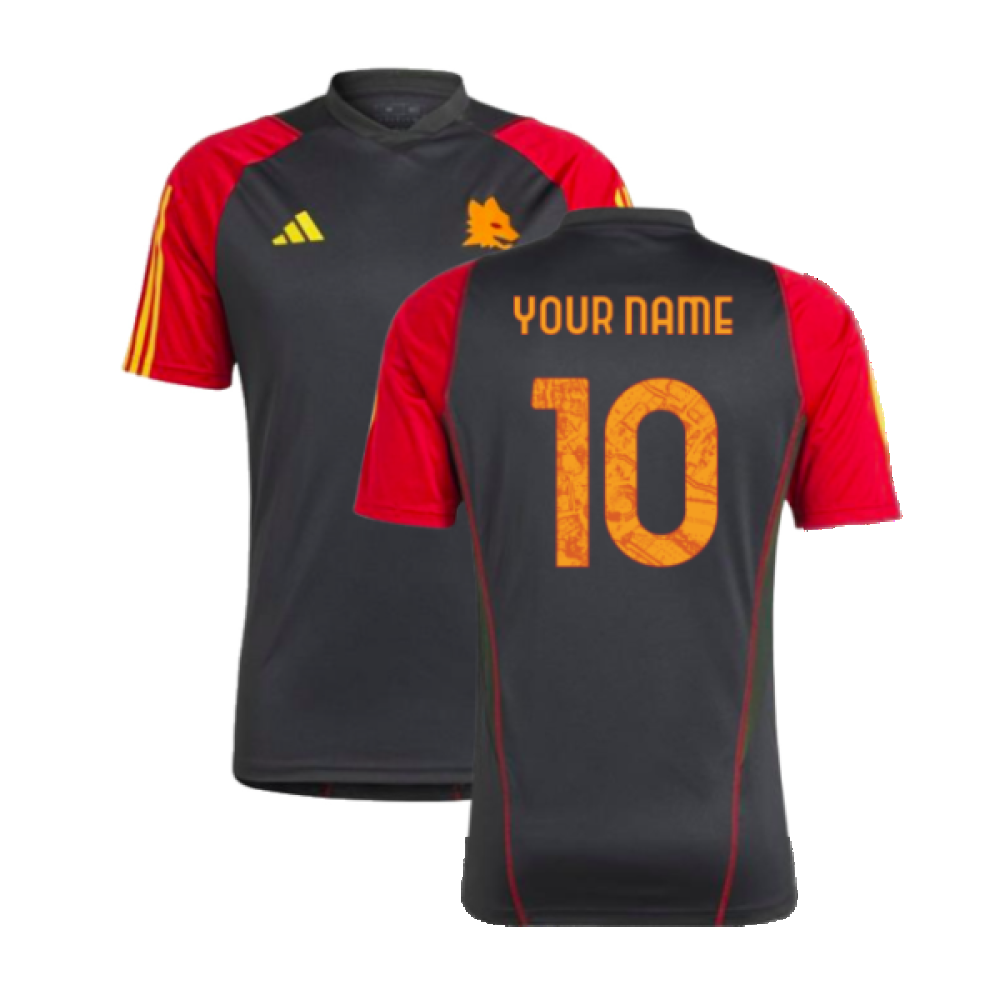 2023-2024 AS Roma Training Shirt (Black) (Your Name)