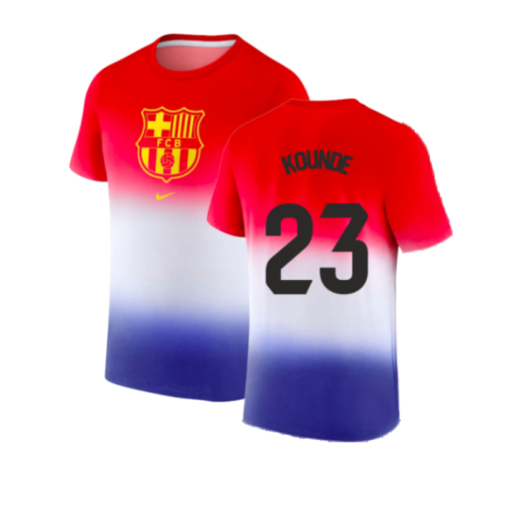 2023-2024 Barcelona Crest Tee (Blue) (Kounde 23)