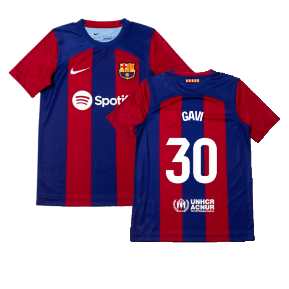 2023-2024 Barcelona Home Shirt (Kids) (Gavi 30)