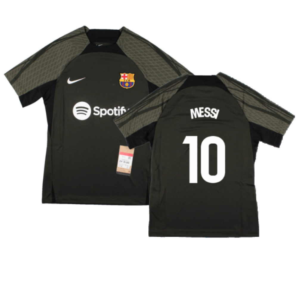 2023-2024 Barcelona Strike Dri-Fit Training Shirt (Sequoia) - Kids (Messi 10)