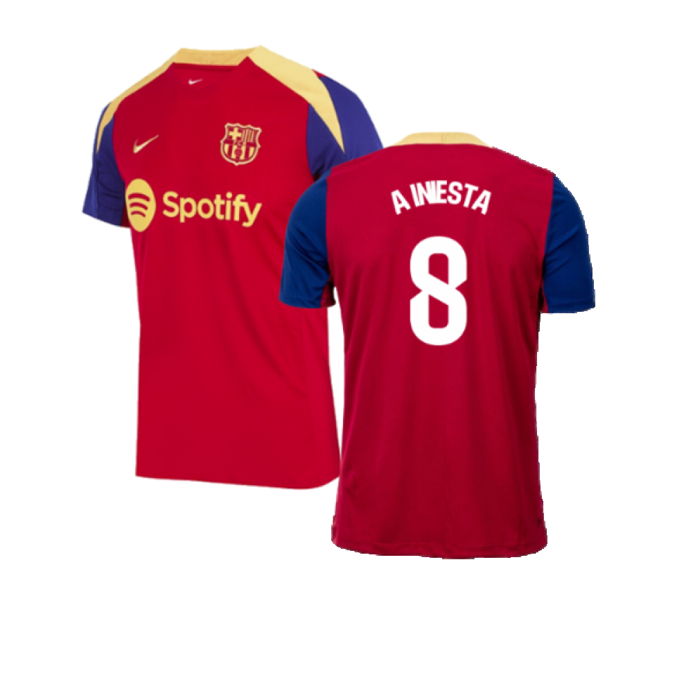 2023-2024 Barcelona Strike Training Shirt (Red) (A Iniesta 8)