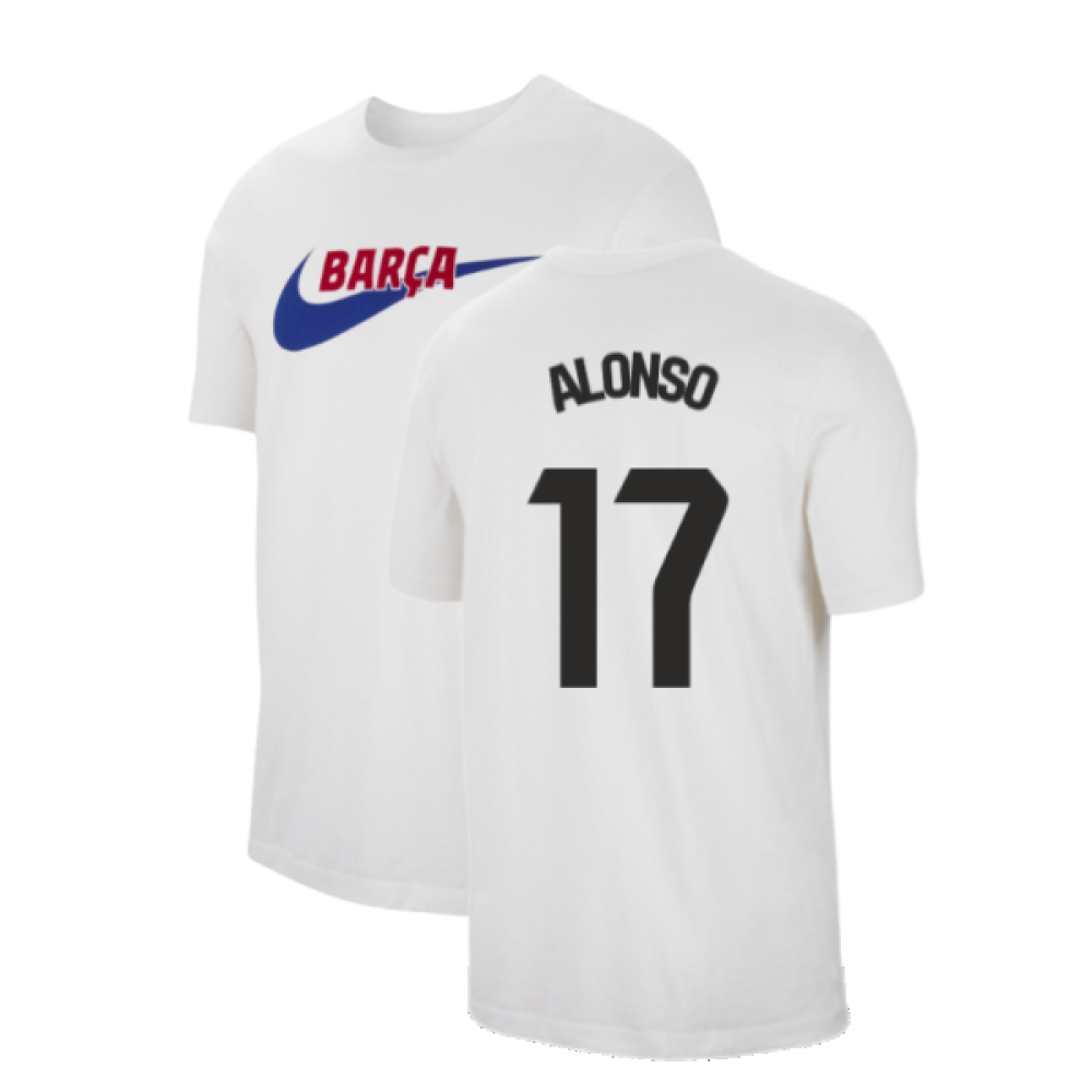 2023-2024 Barcelona Swoosh Club Tee (White) (Alonso 17)