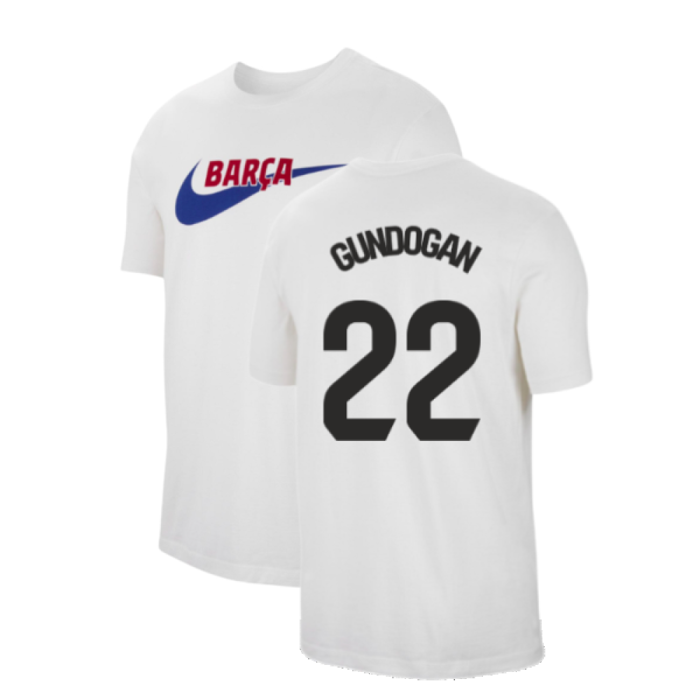 2023-2024 Barcelona Swoosh Club Tee (White) (Gundogan 22)