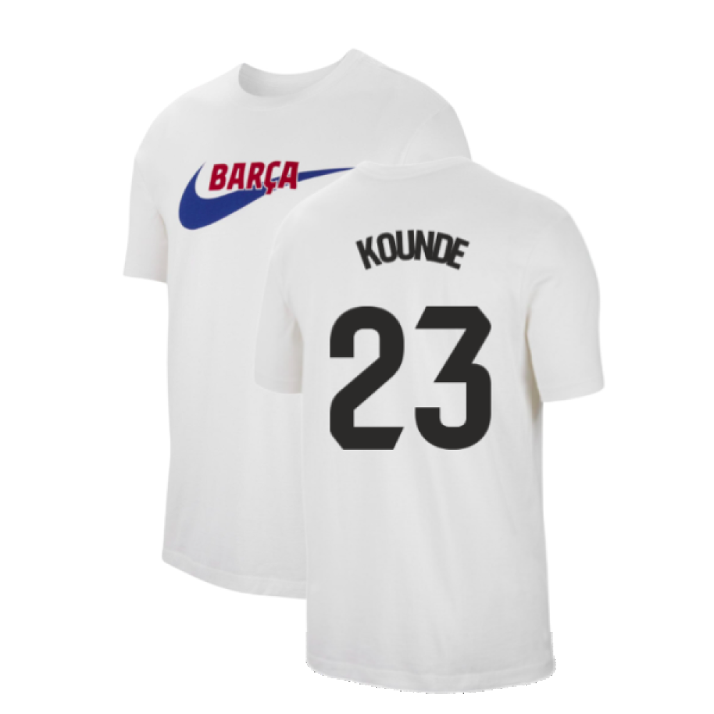 2023-2024 Barcelona Swoosh Club Tee (White) (Kounde 23)