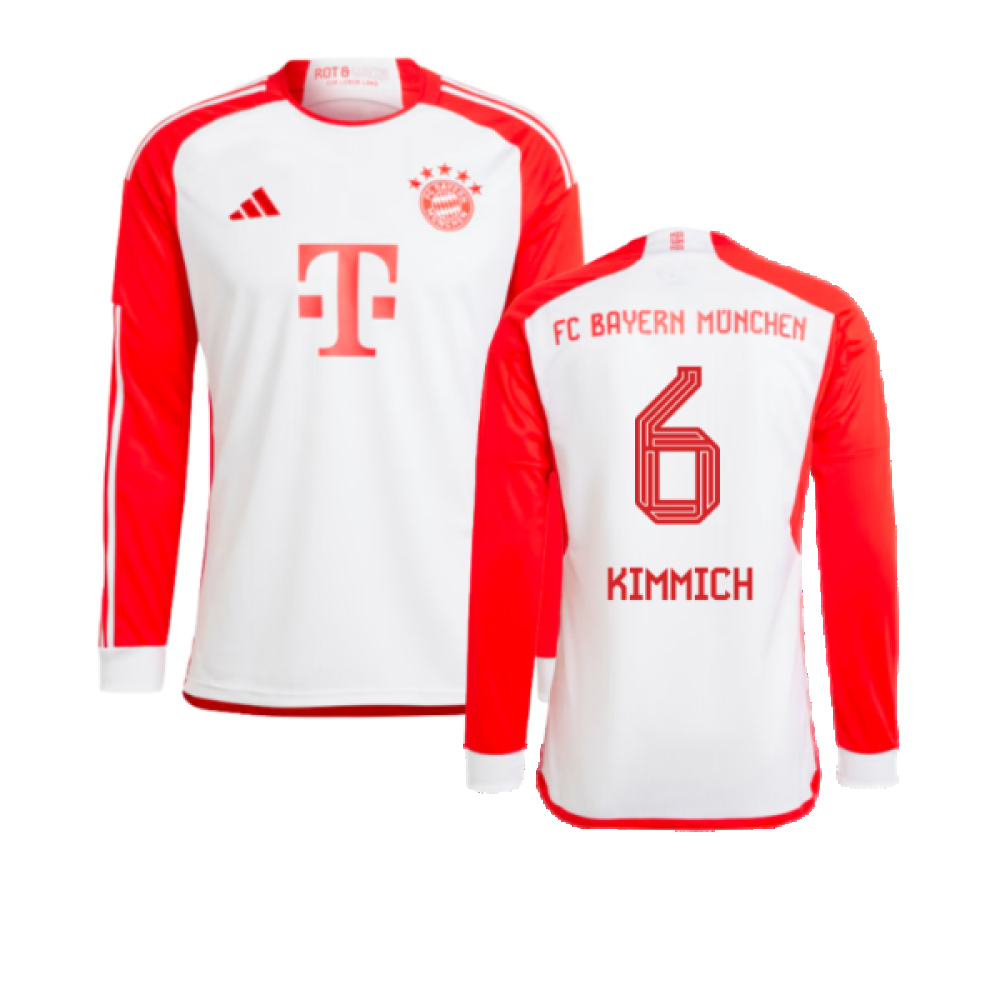 2023-2024 Bayern Munich Long Sleeve Home Shirt (Kids) (Kimmich 6)