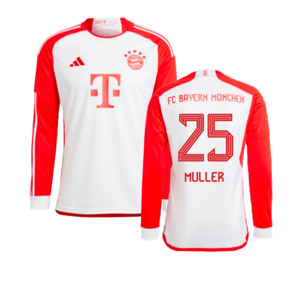 2023-2024 Bayern Munich Long Sleeve Home Shirt (Kids) (Muller 25)