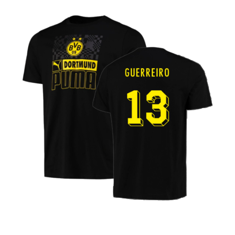 2023-2024 Borussia Dortmund FtblCore AOP Tee (Black) (Guerreiro 13)