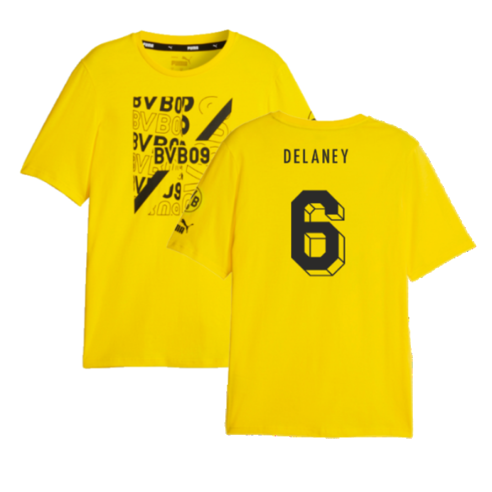 2023-2024 Borussia Dortmund FtblCore Graphic Tee (Yellow) (Delaney 6)