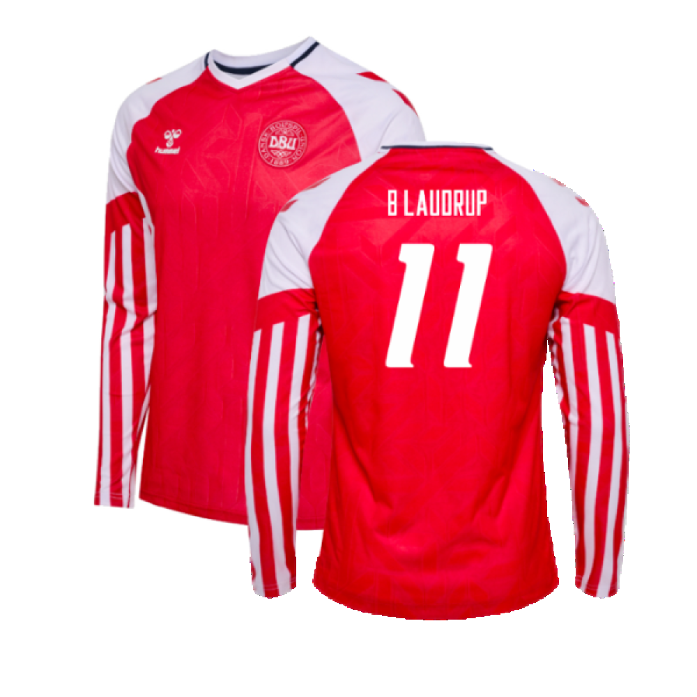 2023-2024 Denmark Long Sleeve Home Shirt (B LAUDRUP 11)