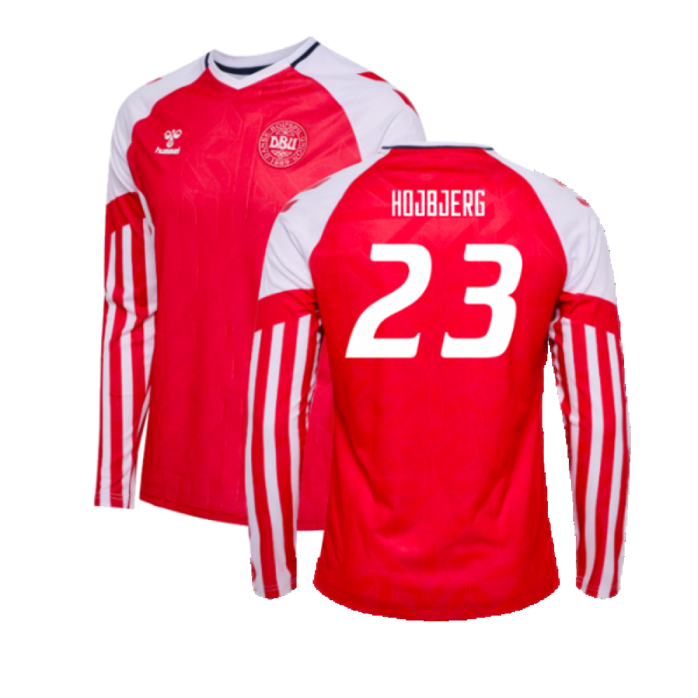 2023-2024 Denmark Long Sleeve Home Shirt (Hojbjerg 23)