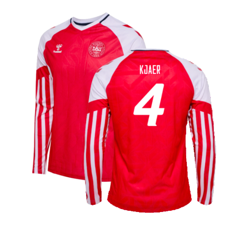 2023-2024 Denmark Long Sleeve Home Shirt (Kjaer 4)