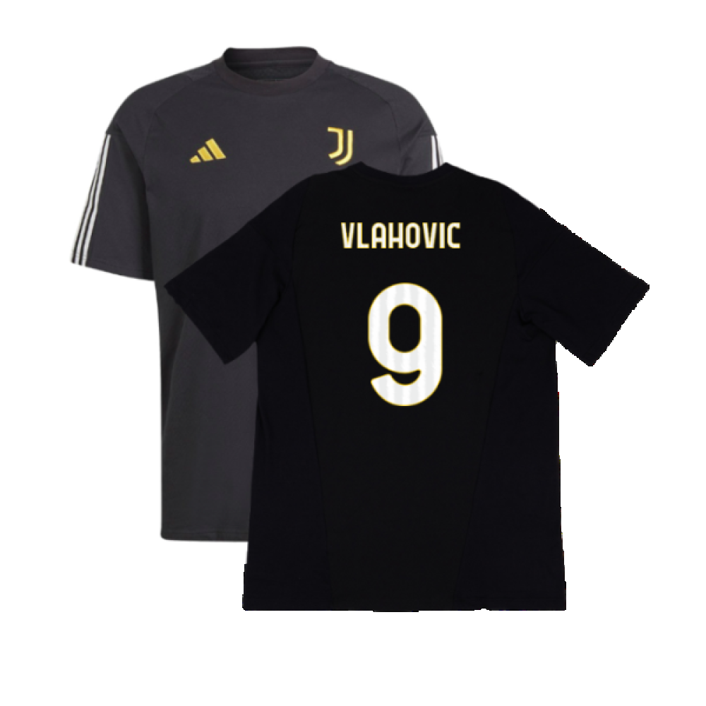 2023-2024 Juventus Cotton Tee (Black) (VLAHOVIC 9)