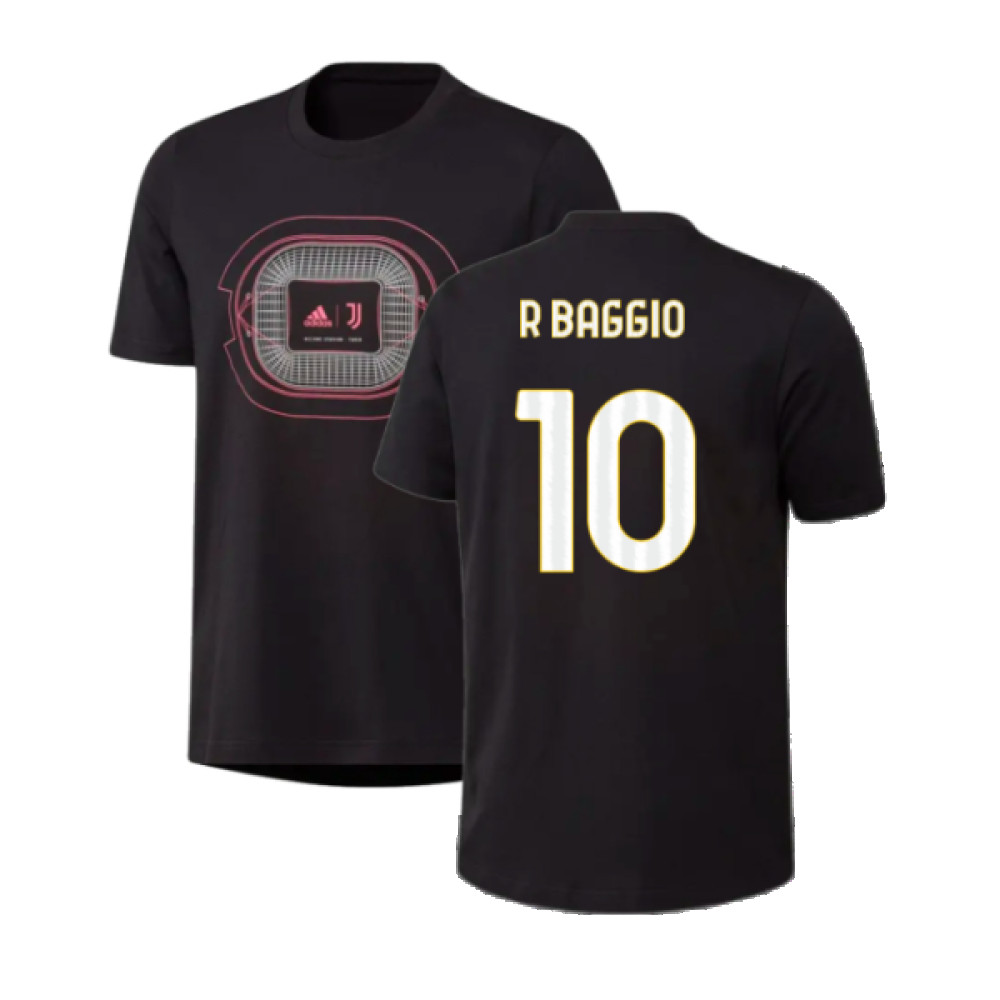 2023-2024 Juventus Graphic T-Shirt (Black) (R BAGGIO 10)