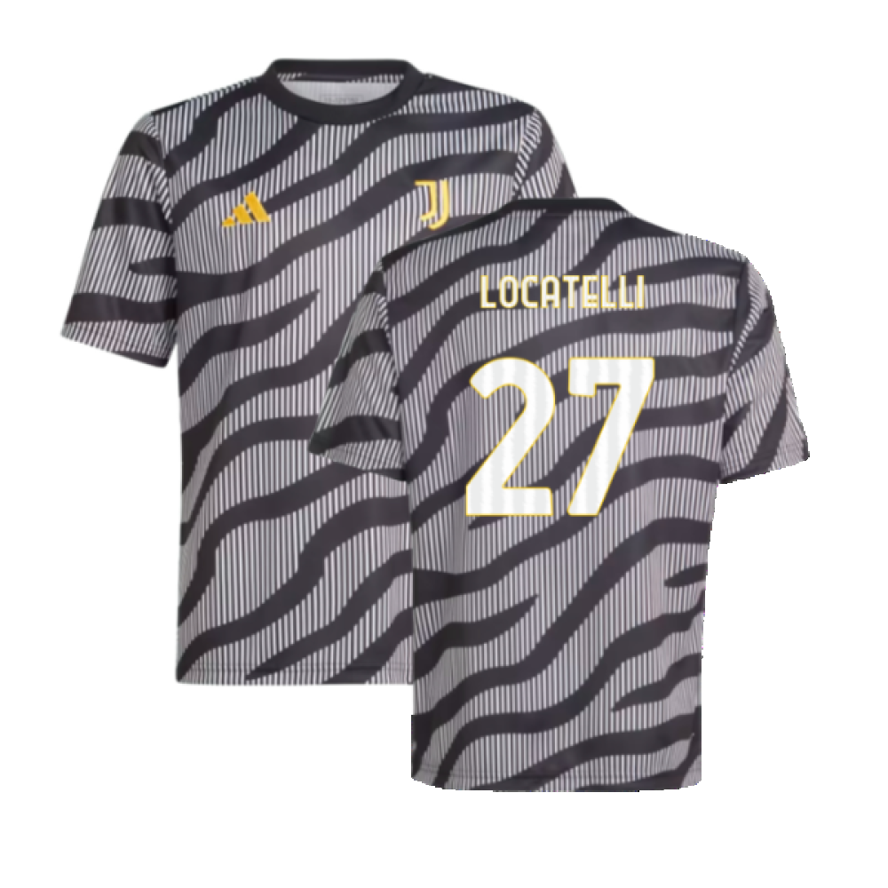 2023-2024 Juventus Pre-Match Shirt (Black) - Kids (LOCATELLI 27)