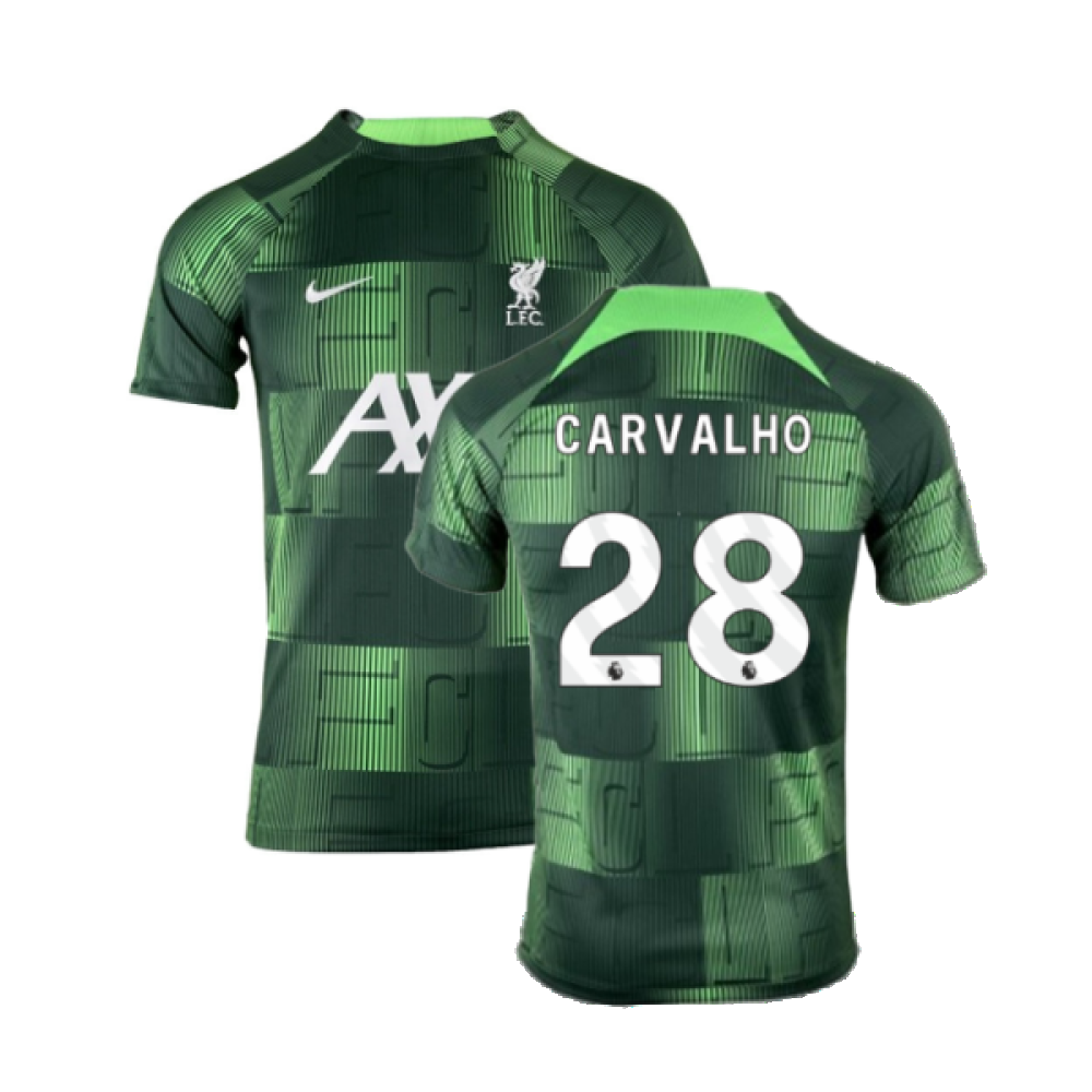 2023-2024 Liverpool Academy Pre-Match Training Shirt (Green) (Carvalho 28)