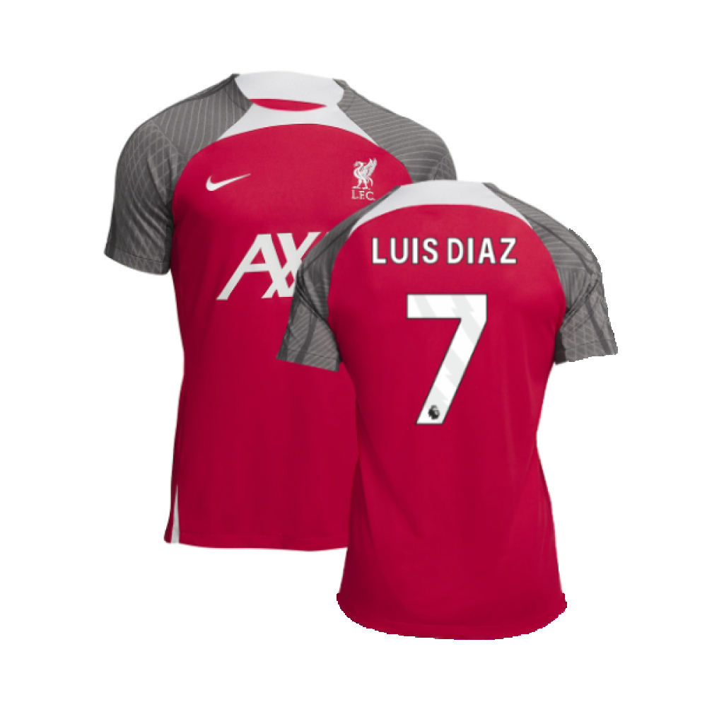 2023-2024 Liverpool Dri-Fit Strike Training Shirt (Red) (Luis Diaz 7)