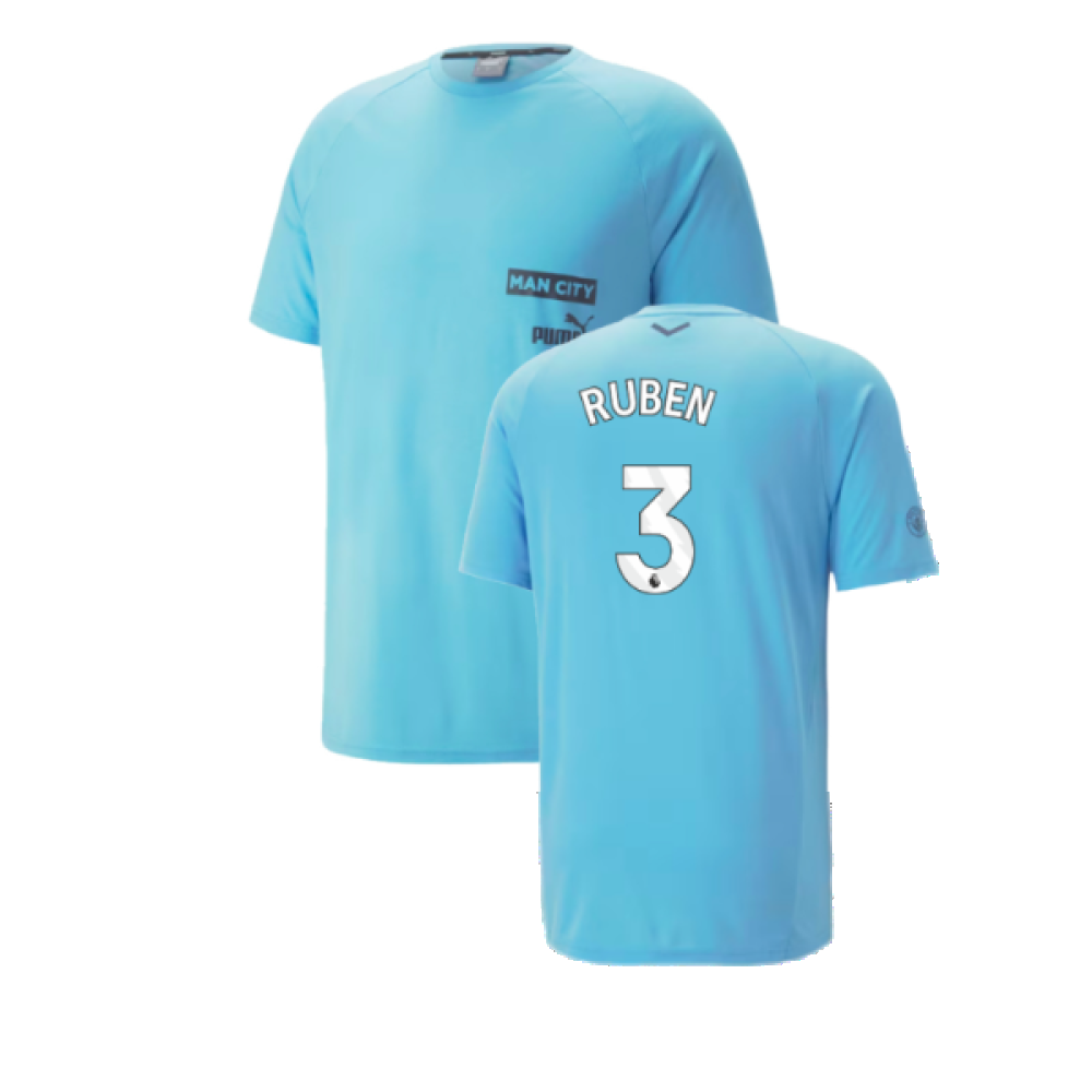 2023-2024 Man City Casuals Tee (Blue Wash) (RUBEN 3)