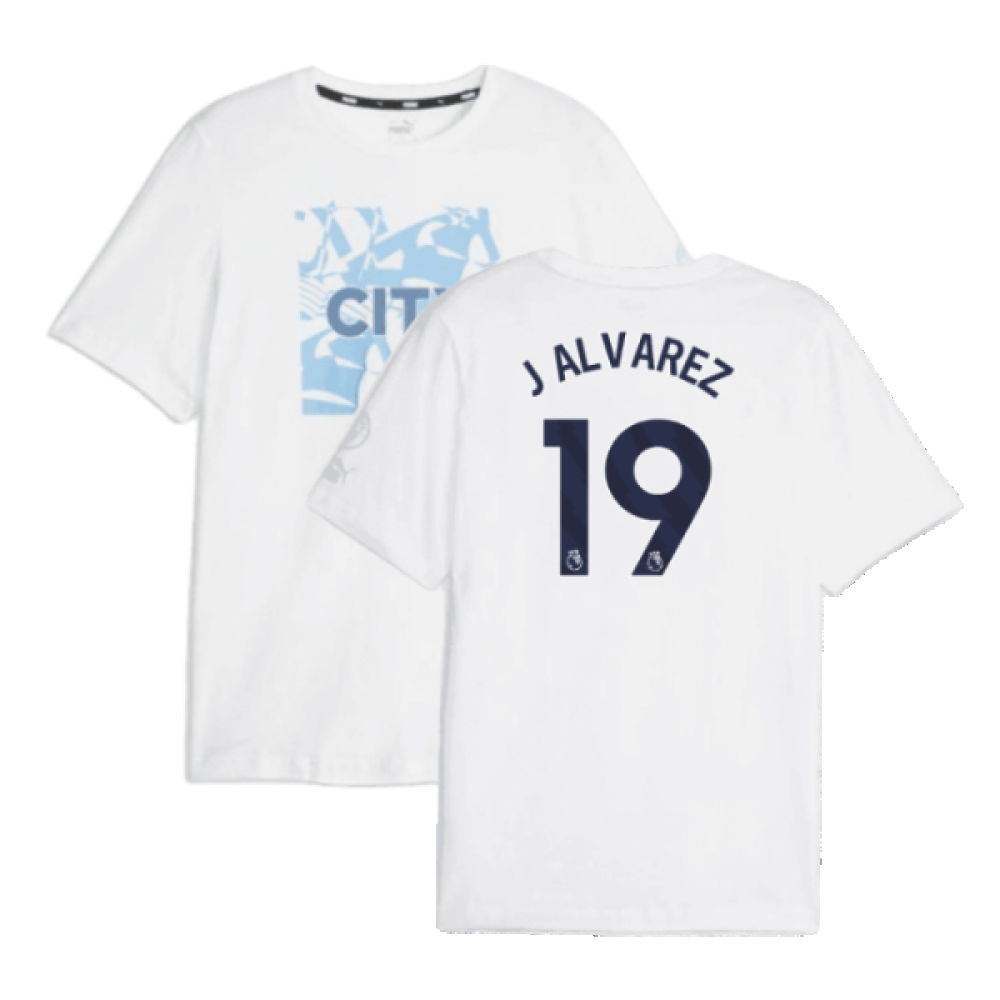 2023-2024 Man City FtblCore Graphic Tee (White) (J ALVAREZ 19)