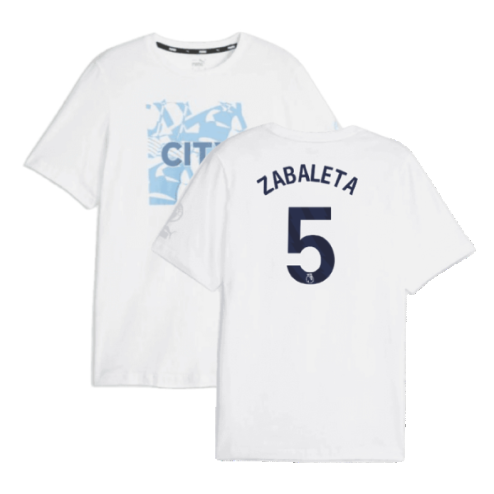 2023-2024 Man City FtblCore Graphic Tee (White) (ZABALETA 5)