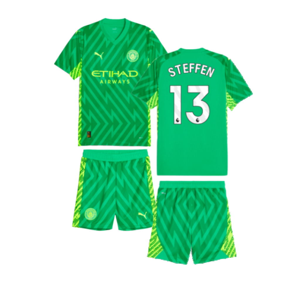 2023-2024 Man City Goalkeeper Mini Kit (Green) (Steffen 13)