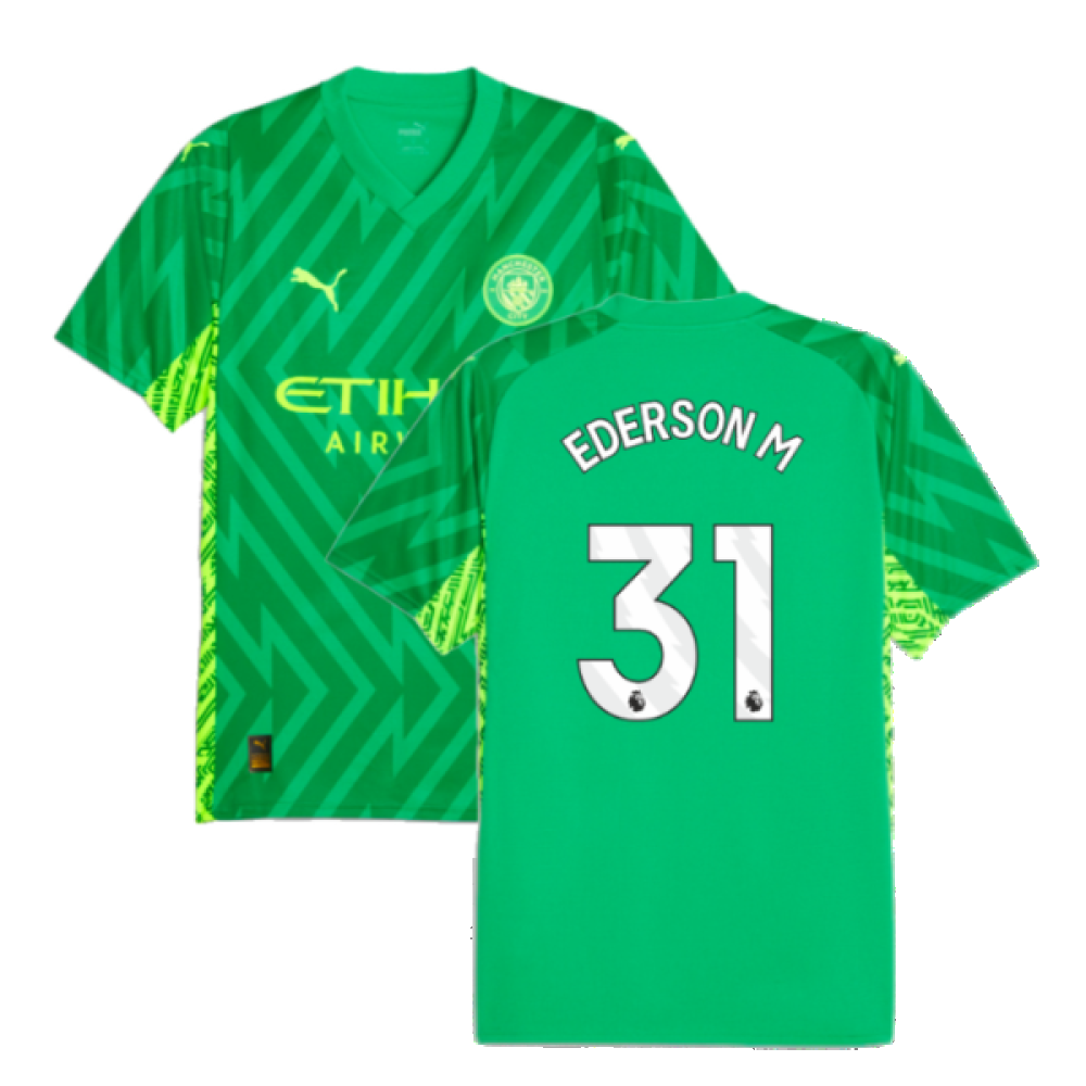 2023-2024 Man City Goalkeeper Shirt (Green) - Kids (Ederson M 31)